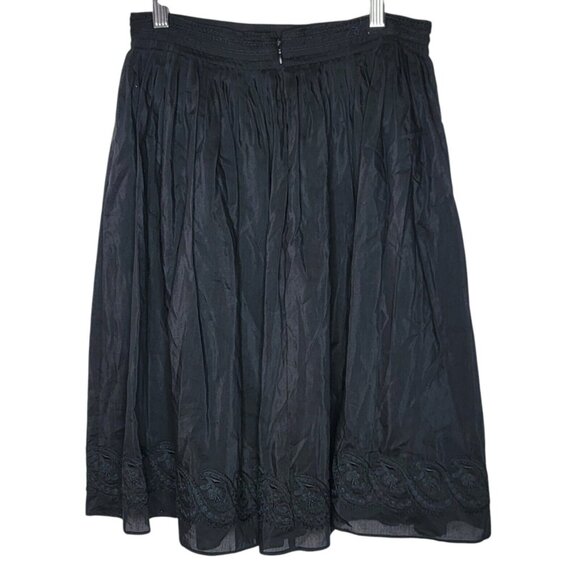 Kobi Halperin Ashlee Black Silk Blend Embroidered Pleated Circle Skirt Size 4‎ - Picture 2 of 6